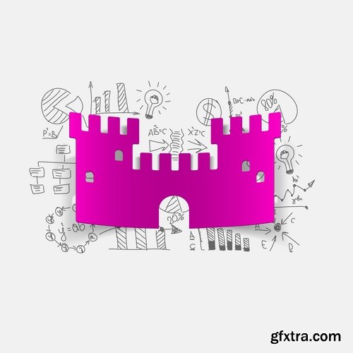 Collection of vector image fortress castle fort inaccessibility 25 Eps