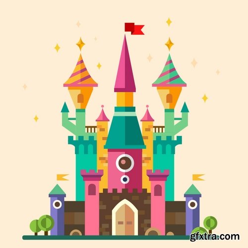 Collection of vector image fortress castle fort inaccessibility 25 Eps