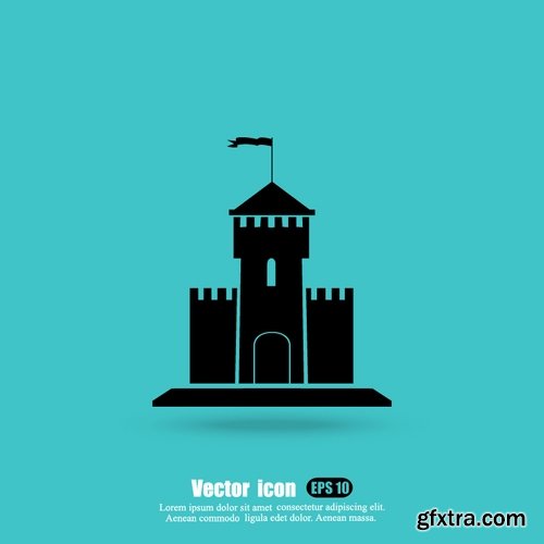 Collection of vector image fortress castle fort inaccessibility 25 Eps