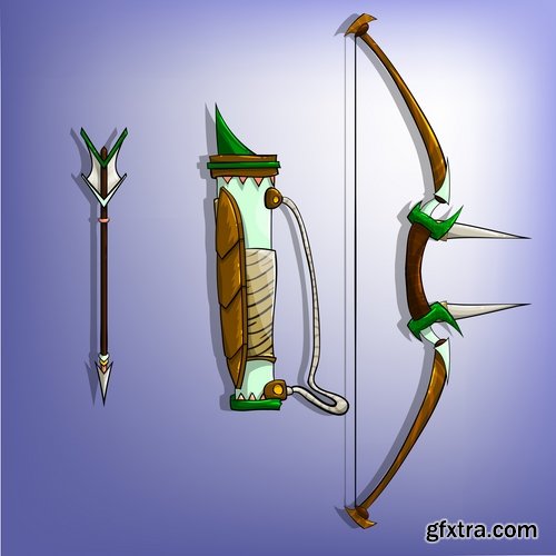 Collection of vector picture cartoon sword ax shield 25 Eps