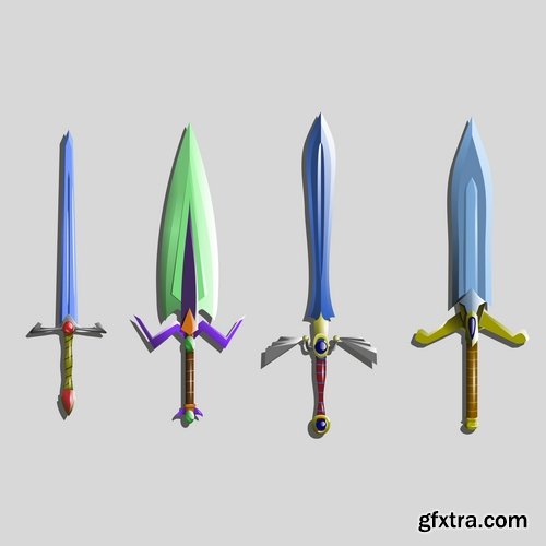 Collection of vector picture cartoon sword ax shield 25 Eps