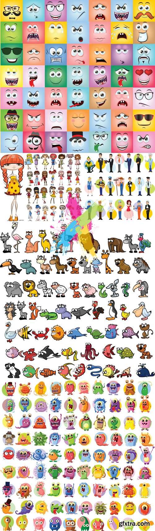 Characters, Monsters, Animals Vector