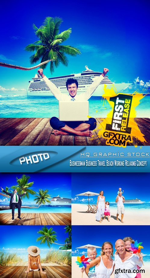 Stock Photo - Businessman Business Travel Beach Working Relaxing Concept