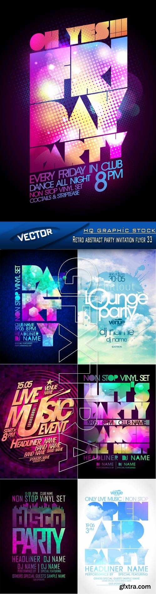 Stock Vector - Retro abstract party invitation flyer 33