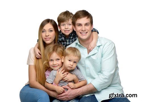 Stock Photos - Smiling Family on White Background