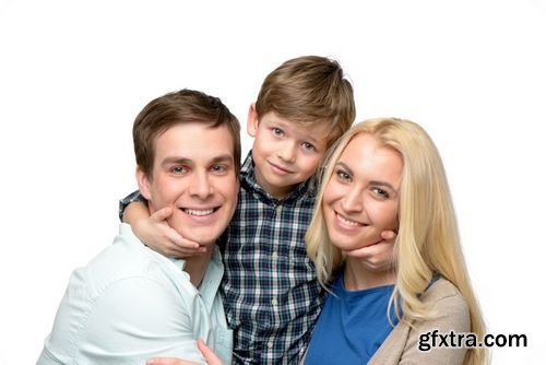 Stock Photos - Smiling Family on White Background