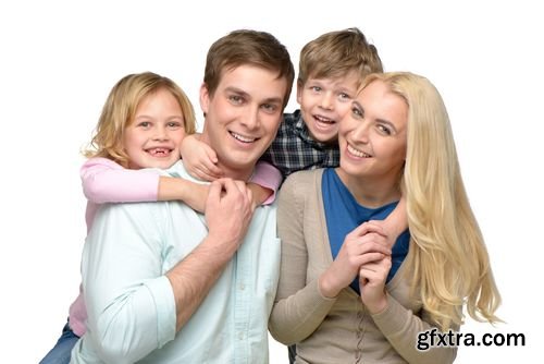 Stock Photos - Smiling Family on White Background