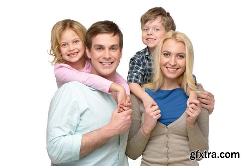 Stock Photos - Smiling Family on White Background