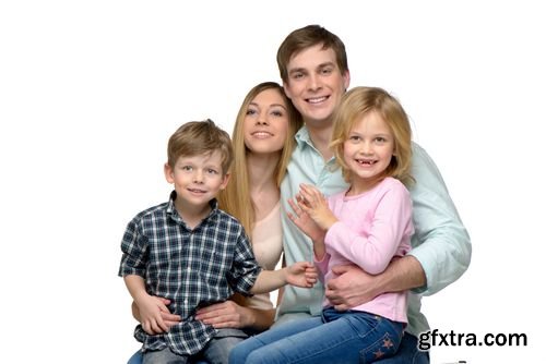 Stock Photos - Smiling Family on White Background