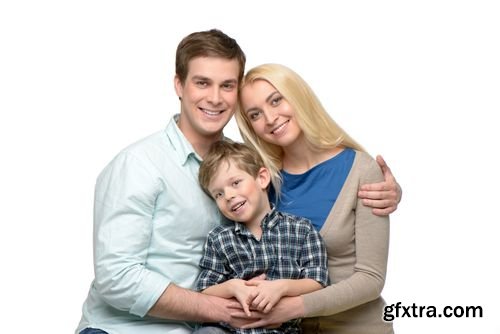 Stock Photos - Smiling Family on White Background