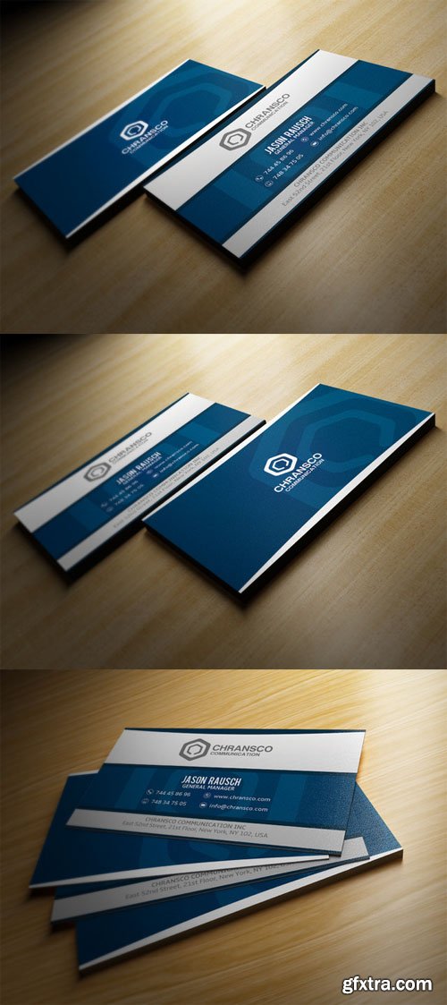 CM - White And Blue Business Card 198089