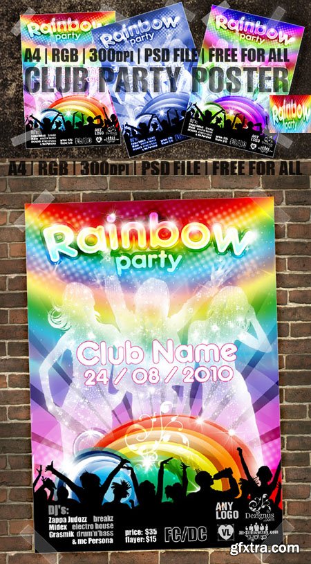 Club Party - Rainbow Poster PSD