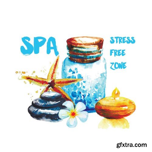 Watercolor spa vector, 15 x EPS