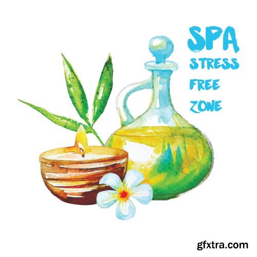 Watercolor spa vector, 15 x EPS