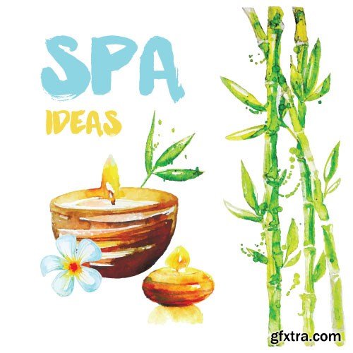 Watercolor spa vector, 15 x EPS