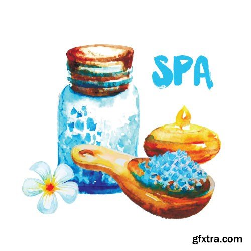 Watercolor spa vector, 15 x EPS