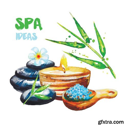 Watercolor spa vector, 15 x EPS