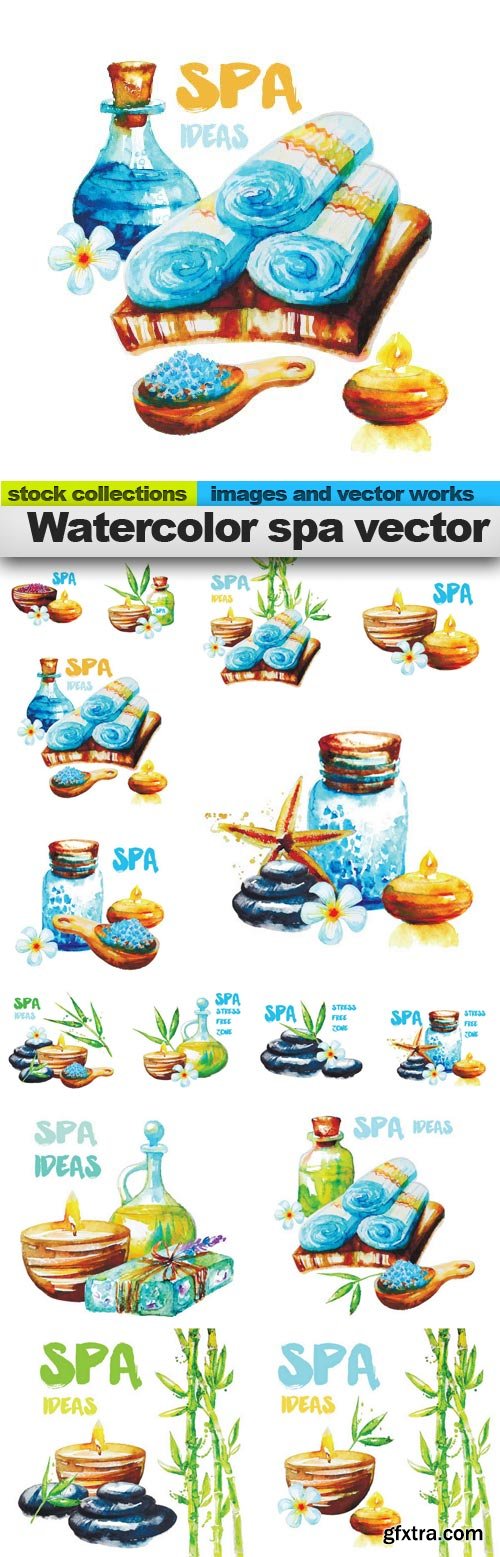 Watercolor spa vector, 15 x EPS