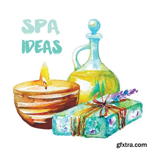 Watercolor spa vector, 15 x EPS