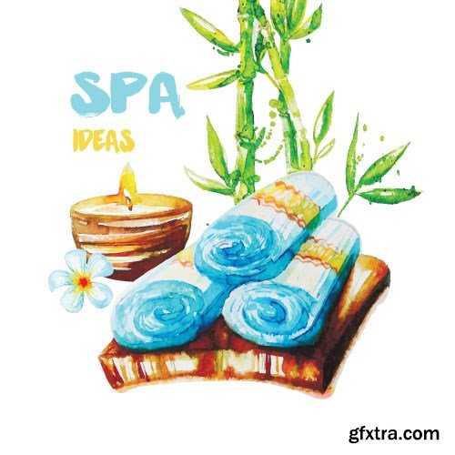 Watercolor spa vector, 15 x EPS