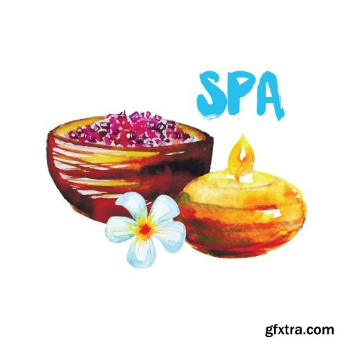 Watercolor spa vector, 15 x EPS