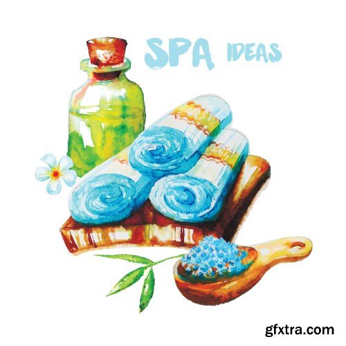 Watercolor spa vector, 15 x EPS