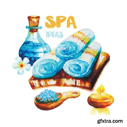 Watercolor spa vector, 15 x EPS