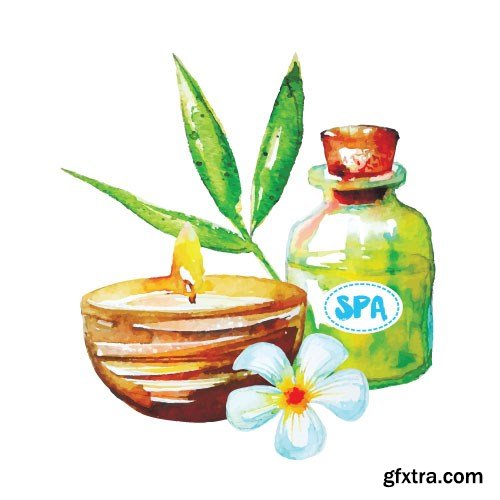 Watercolor spa vector, 15 x EPS