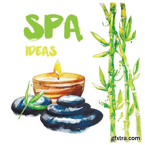 Watercolor spa vector, 15 x EPS