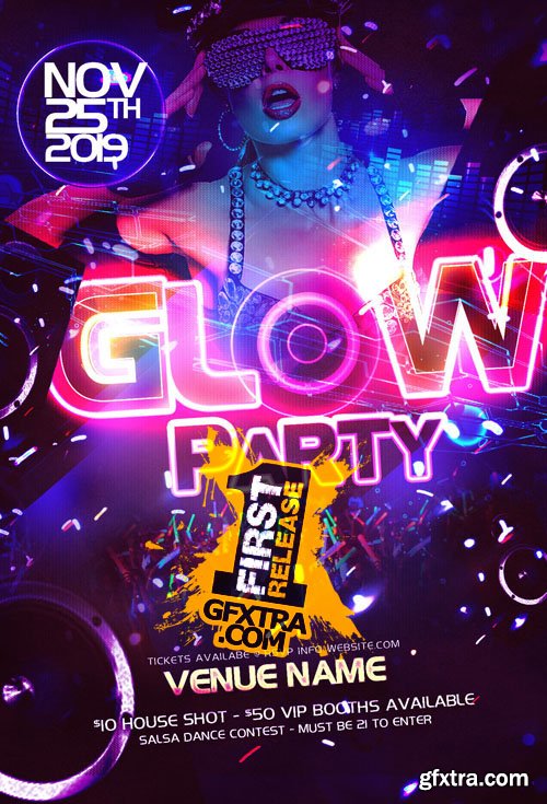 Neon Glow PSD Party Flyer Template