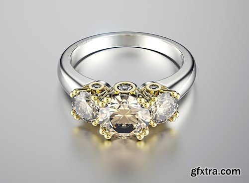 Gold wedding ring with diamonds 15x JPEG