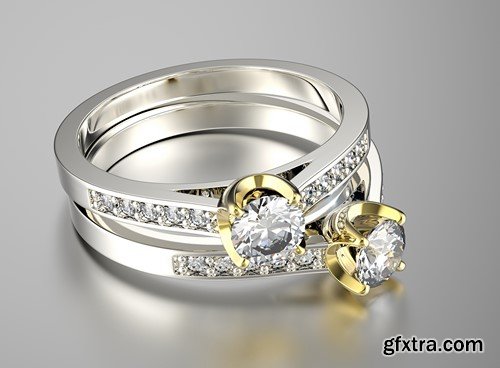 Gold wedding ring with diamonds 15x JPEG