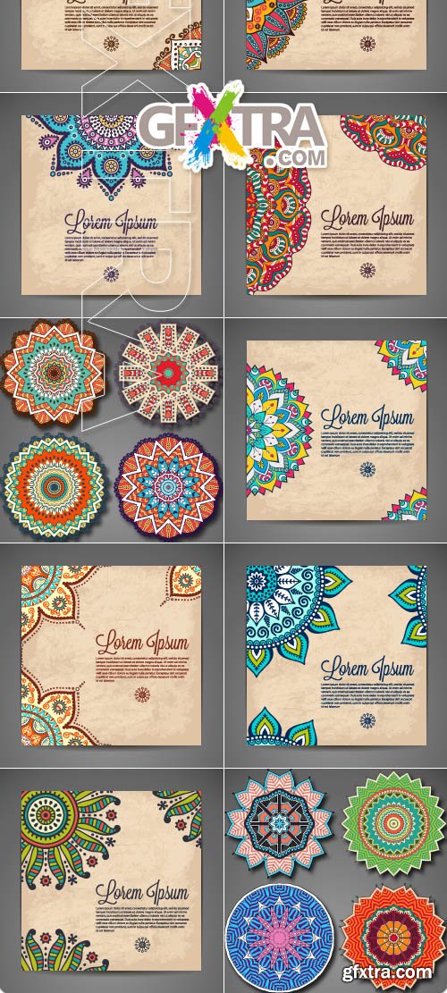 Vintage card invitation and decorative elements vector