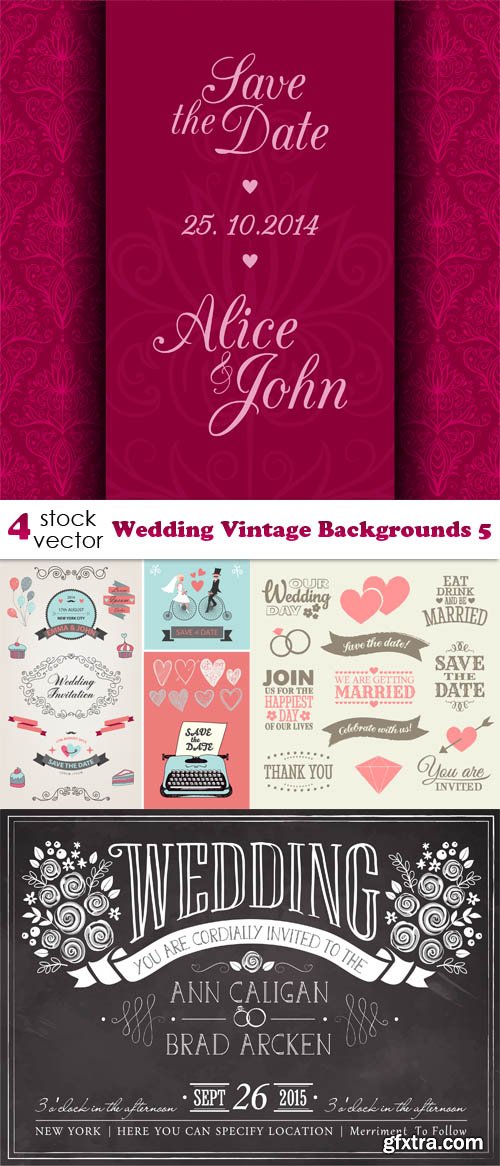 Vectors - Wedding Vintage Backgrounds 5