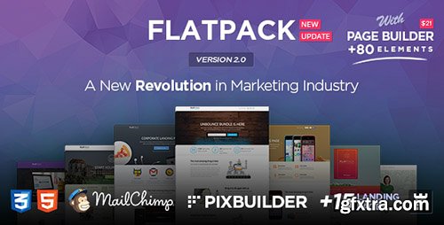 ThemeForest - FLATPACK v2.0 - Landing Pages Pack With Page Builder - FULL