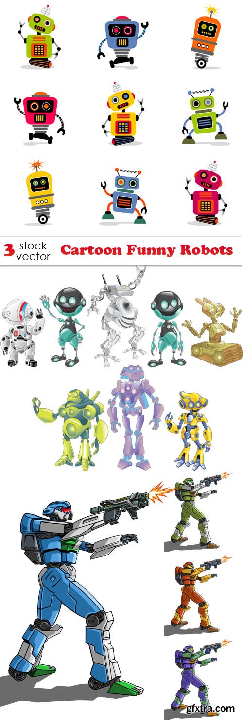 Vectors - Cartoon Funny Robots