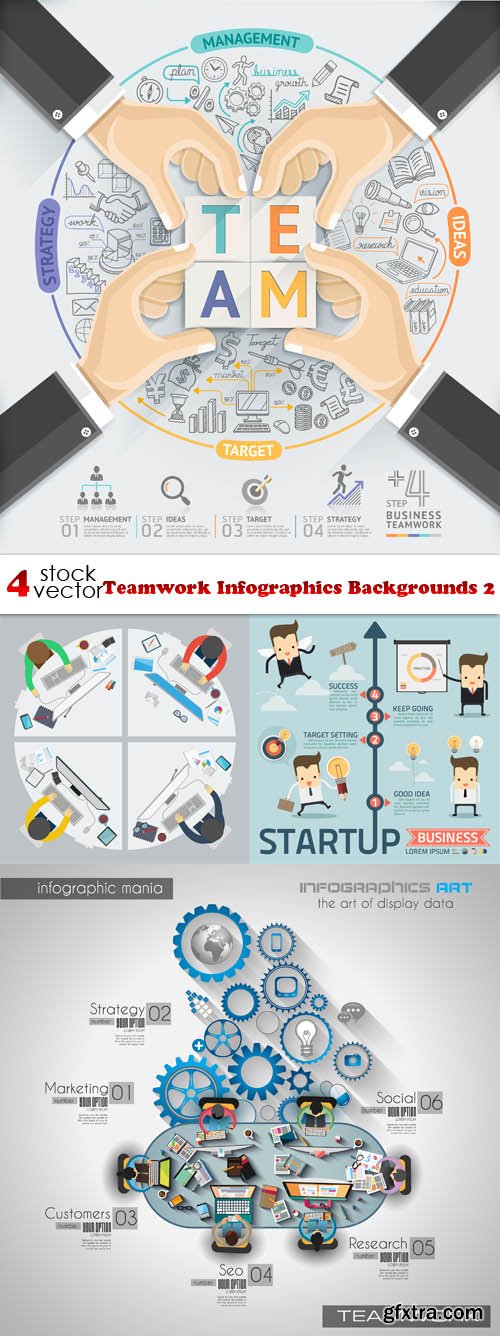 Vectors - Teamwork Infographics Backgrounds 2