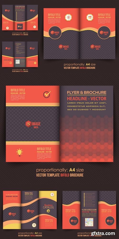 Vector - Dark Style Business Bi-Fold & Tri-Fold Brochure Design