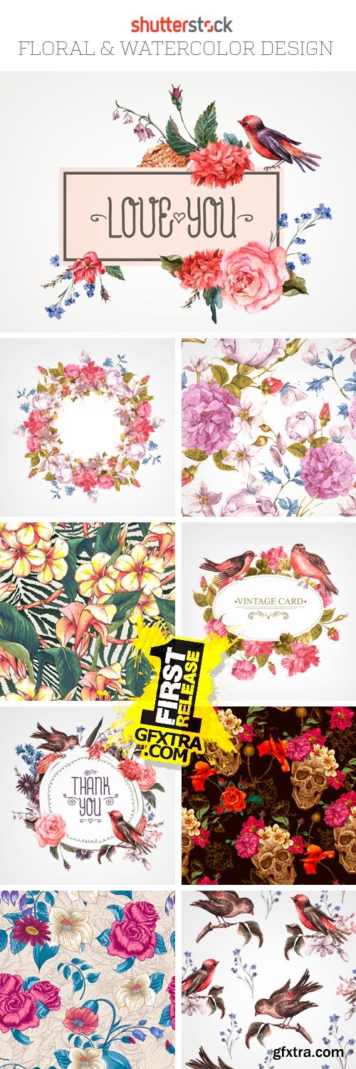 Amazing SS - Floral & Watercolor Design, 25xEPS