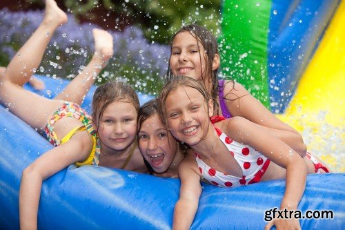 Children in the water park