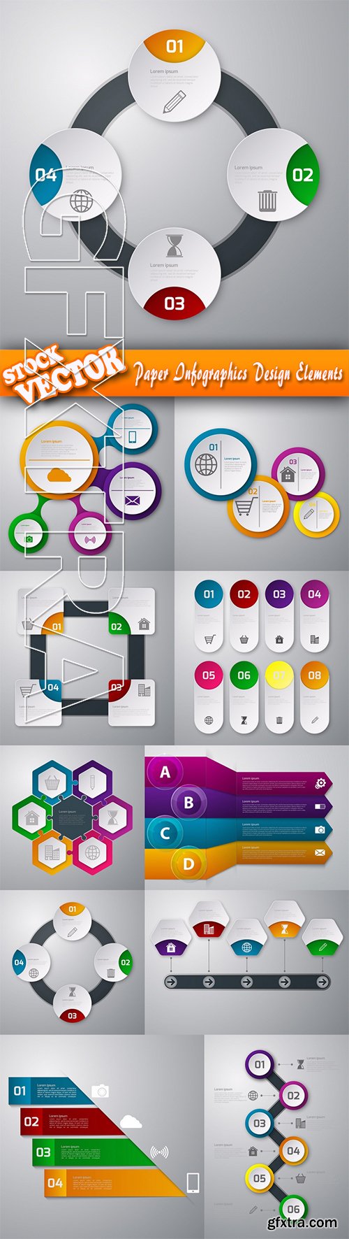 Stock Vector - Paper Infographics Design Elements