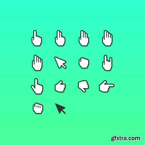 PSD & SCETCH Web Icons - Hand Cursor Icons