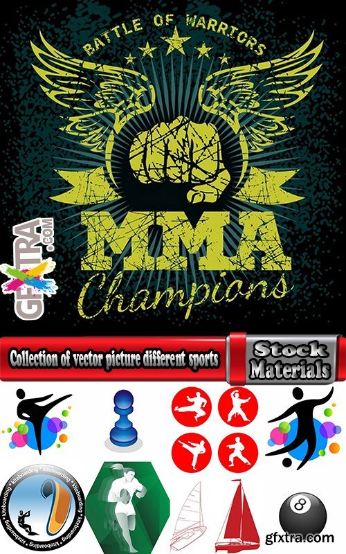 Collection of vector picture different sports mixed martial arts MMA 25 Eps