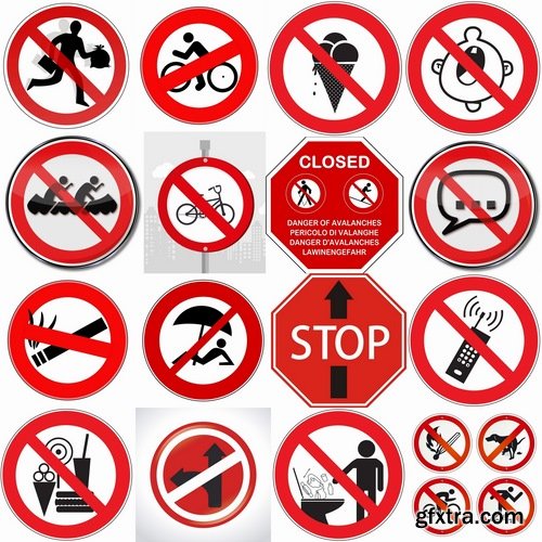 Collection of vector image sign stop sign prohibiting signs 25 Eps