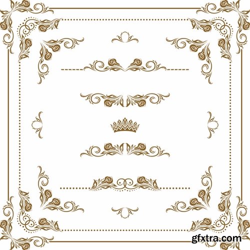 Collection of vector image calligraphic elements design elements frame frame monogram 25 Eps