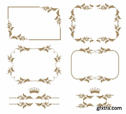 Collection of vector image calligraphic elements design elements frame frame monogram 25 Eps