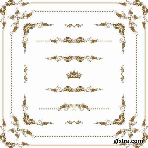 Collection of vector image calligraphic elements design elements frame frame monogram 25 Eps