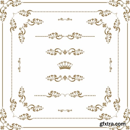 Collection of vector image calligraphic elements design elements frame frame monogram 25 Eps