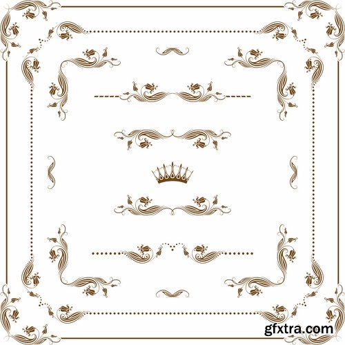 Collection of vector image calligraphic elements design elements frame frame monogram 25 Eps