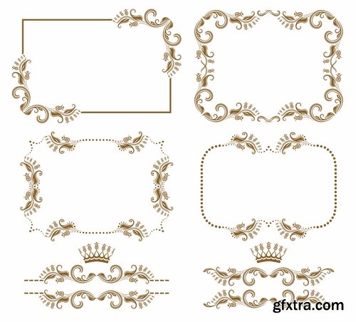 Collection of vector image calligraphic elements design elements frame frame monogram 25 Eps